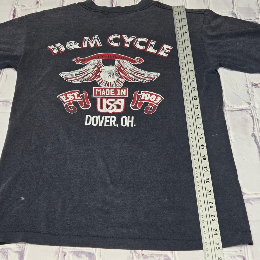 Vintage Harley Davidson Motorcycle Shirt Men M Eagle Distressed Faded USA 90s - Picture 13 of 14